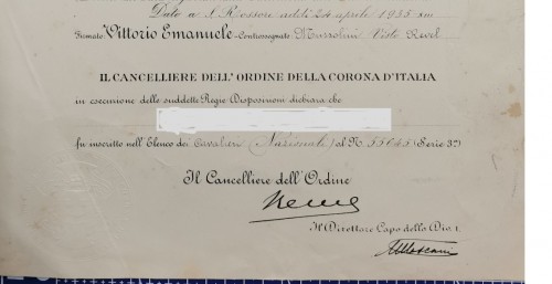 Particolare diploma Ordine della Corona d'Italia.jpg